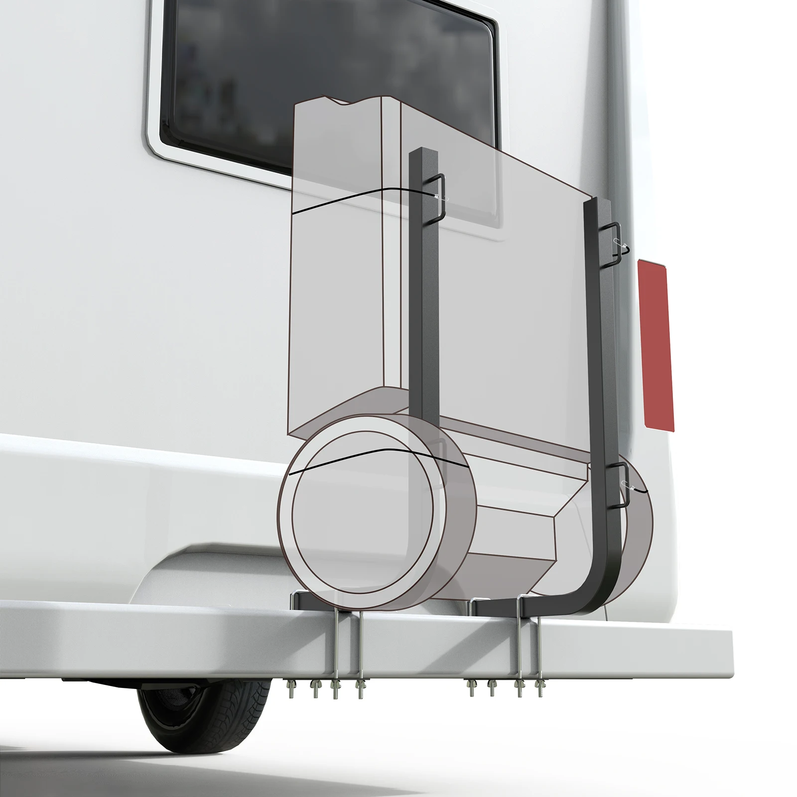 Сверхмощный держатель бака с креплением на бампер RV подходит как для 4-дюймового так и 4-1/2 дюймового бамперов