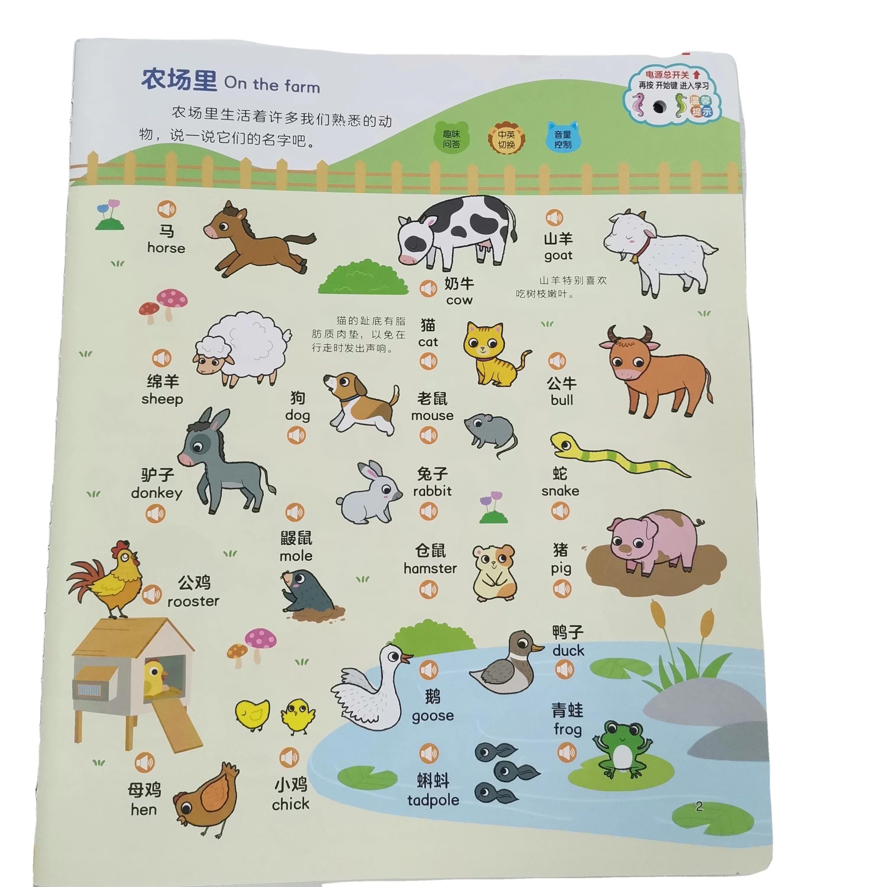 Chinese-English Bilingual Touch Buttons Sound Book Educational Sound Book For Kids