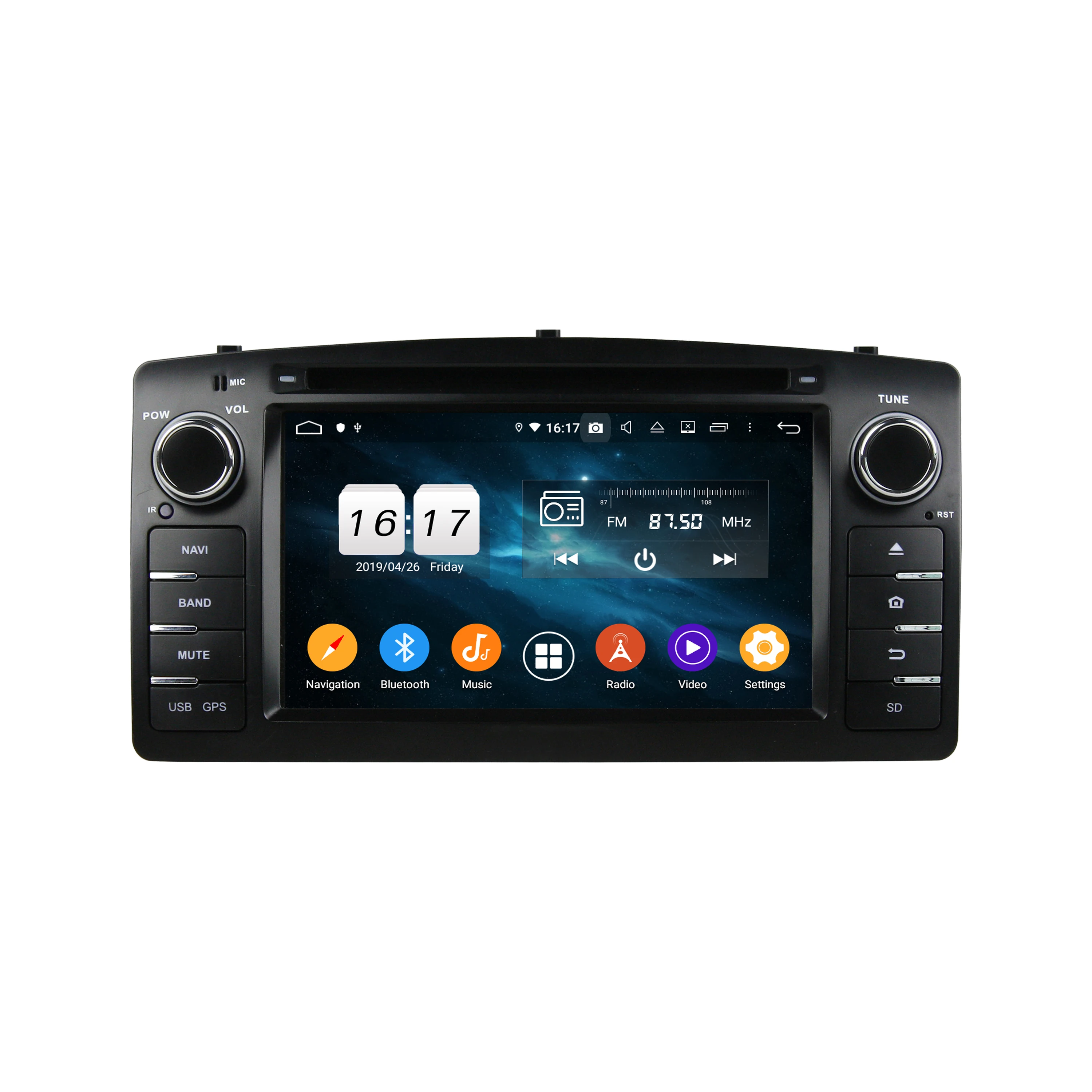 Klyde touch screen car DVD player android 9 for Corolla 2004 2005 2006 2007 car radio video with mirror link