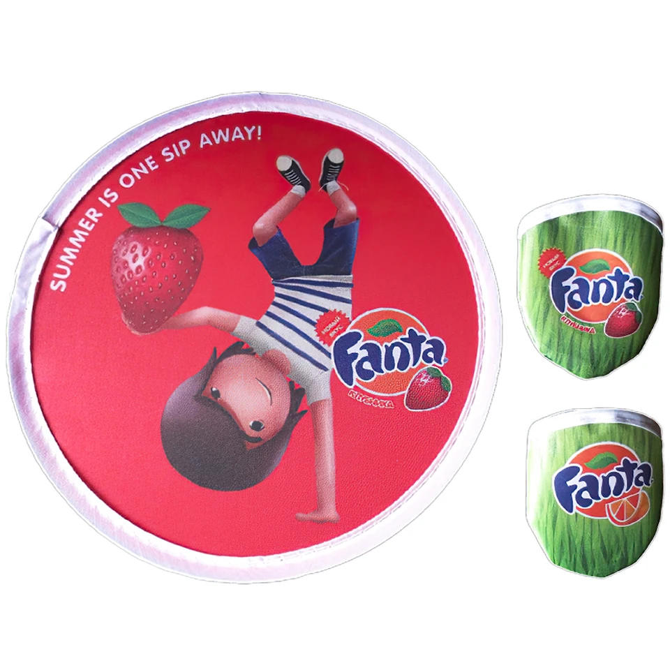 Business promotional gifts Polyester Material Custom Sublimation Foldable Flying Disc Fan For Advertising