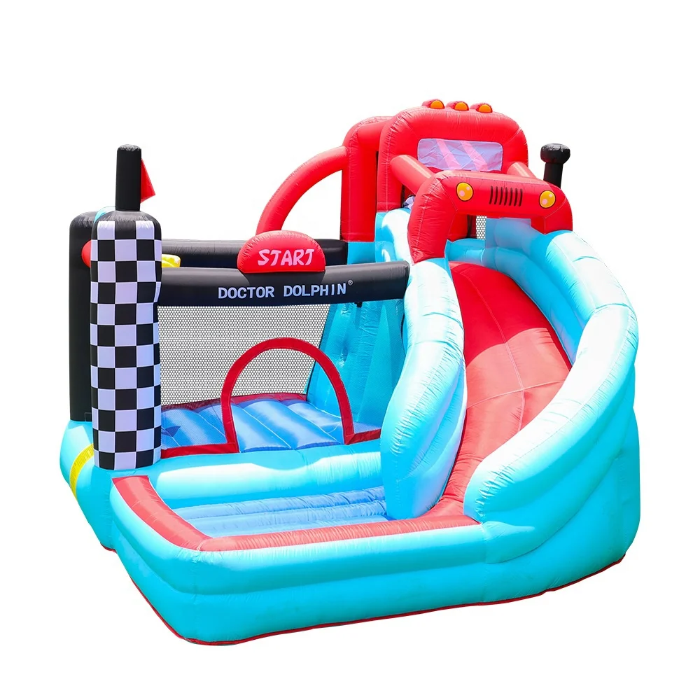 Doctor Dolphin Kids Play Indoor or Outdoor Car Bouncer Castle Inflatable With Slide Pool Bounce House Inflatable Bouncy Castle