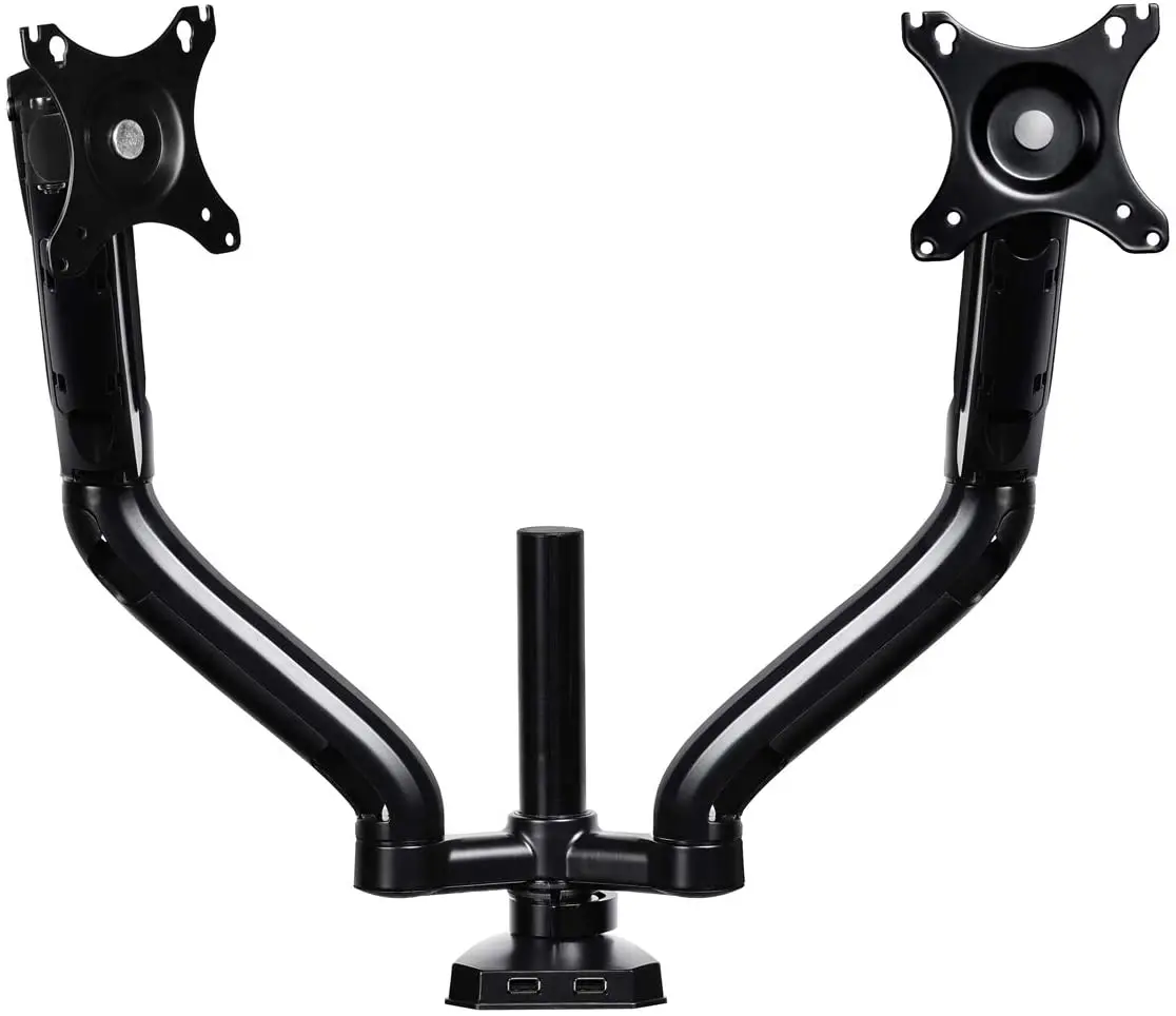 Adjustable Gas Spring Monitor Desk Mount Stand, VESA Mount 75/100 mm with C Clamp, Grommet Mounting