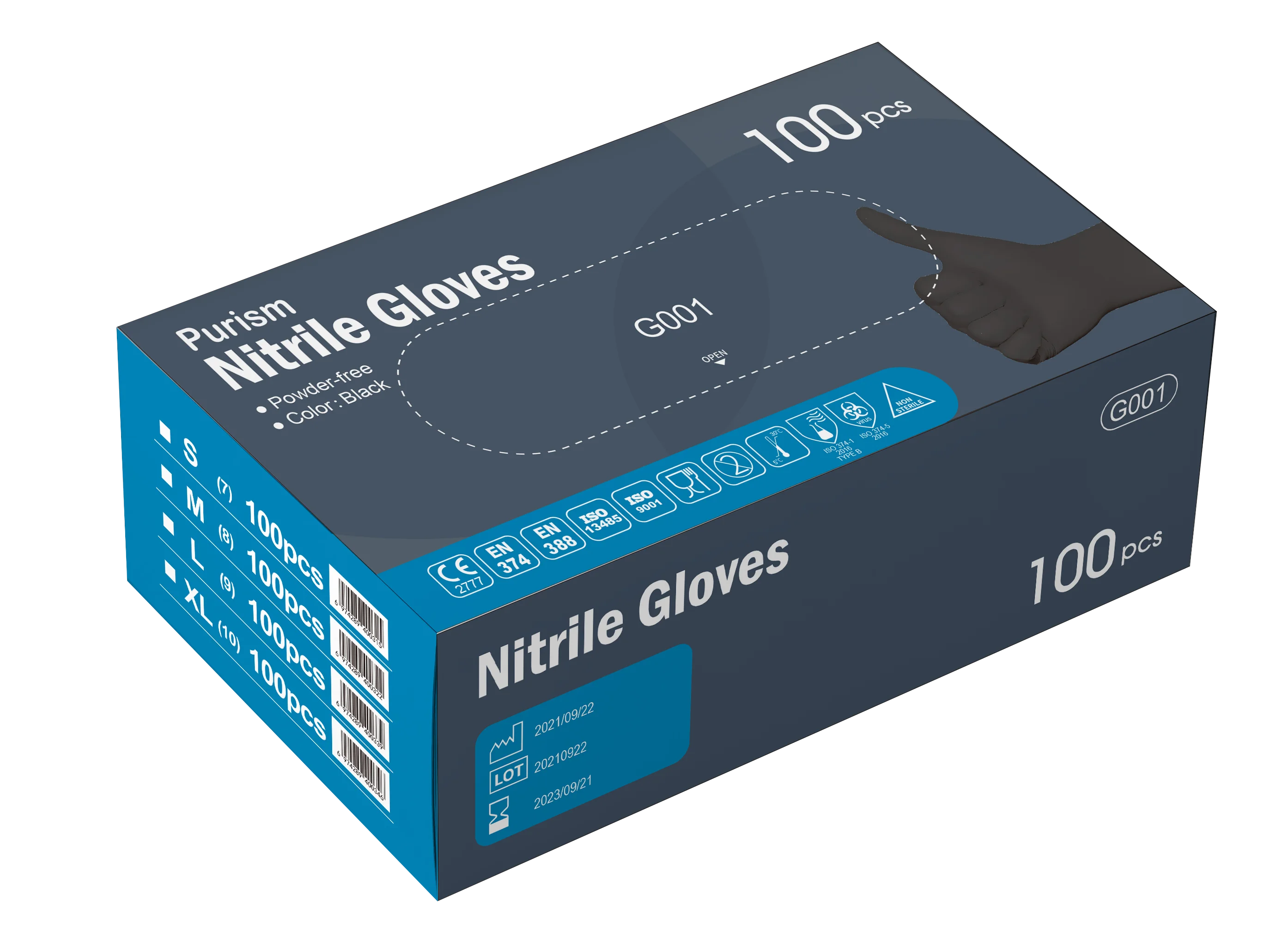 Black nitrile gloves household EN374 workout glove Best Price