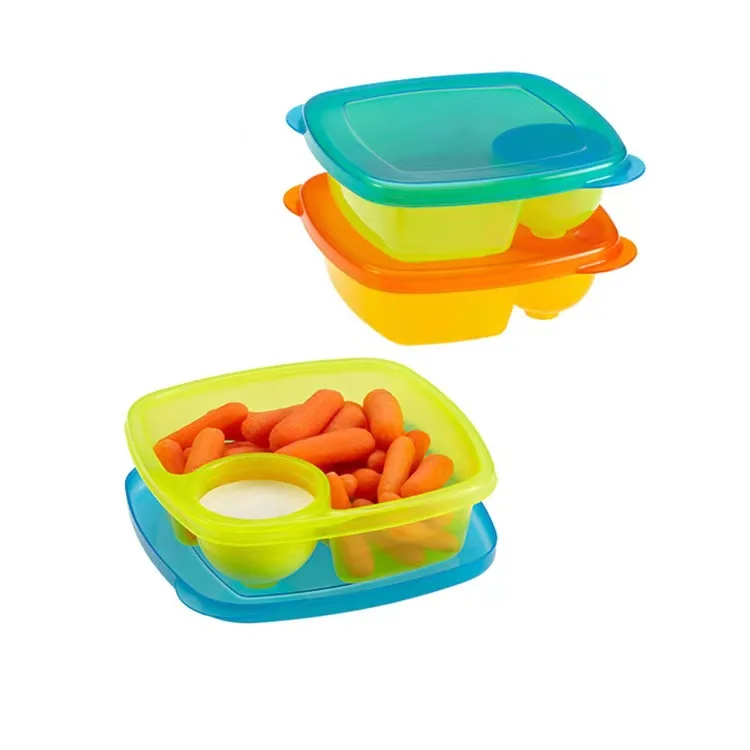 Hot Sale Divided Serving Tray With Lid For Party Platter Snack Box Container Fruit Veggie Tray Chip and Dip Bowl Appetizers