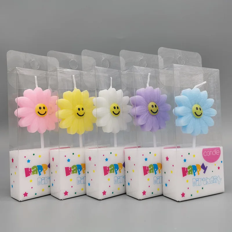 factory price flower shape birthday party candle decoration Colorful sunflower candles