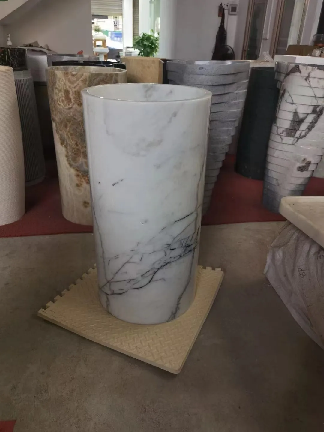 Hot Sale Wholesale High-Quality Hand Wash Natural Stone Bathroom Washbasin Semi-Pedestal Sinks