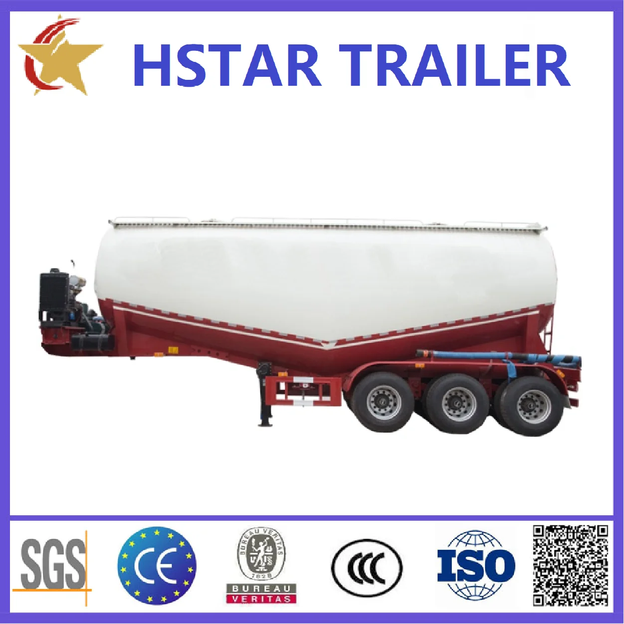 High Loading Capacity 3 Axle 40ton 50ton V Type Bulk Cement Tank Fly Ash Cement Bulker Silo Tanker Pneumatic Semi Truck Trailer