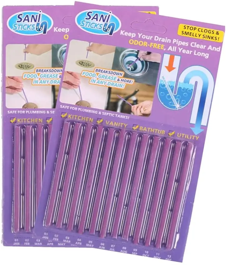 12pc/set cleaning sticks drain cleaner sewer keeps drains and pipes clear stick sink freshener cleaner drain stick for clog