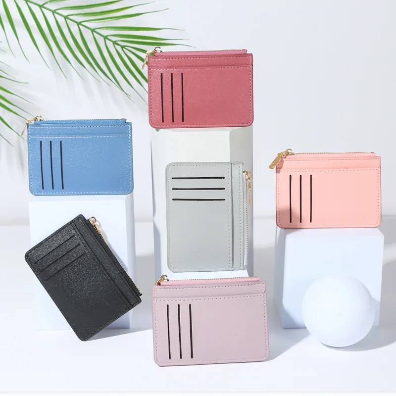 Functional Student Bank Card Holder Cheap Candy Color Zipper Credit Card Bag