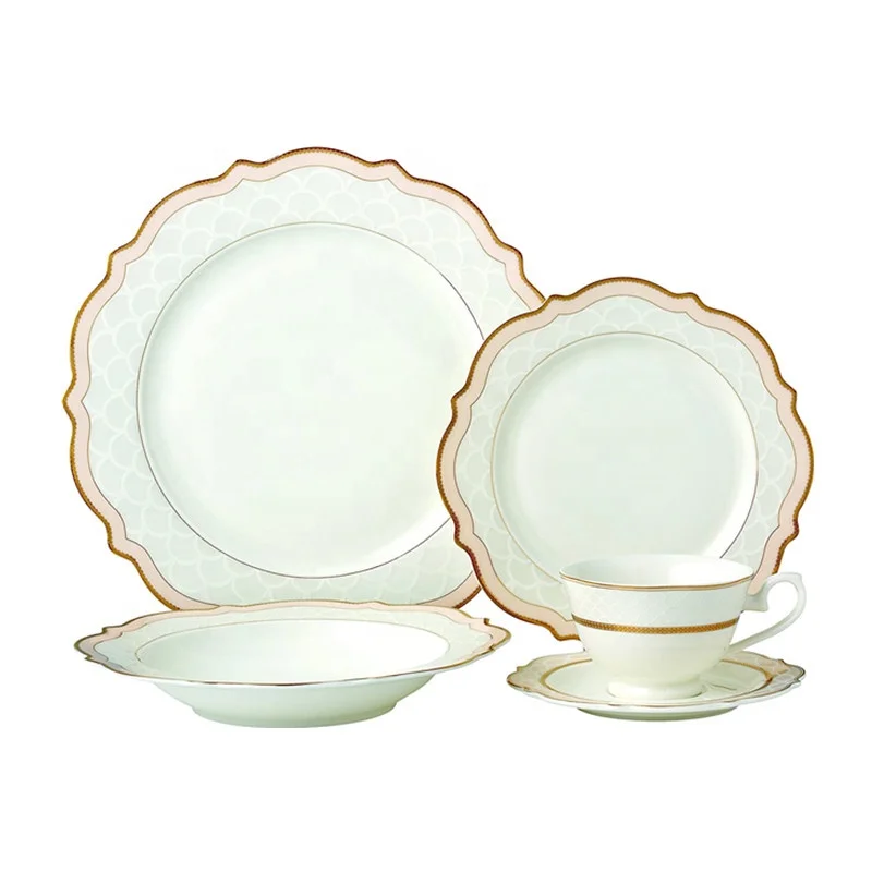 Factory supply wedding kitchen accessories dinnerware 20pcs crockery glazed royal cookware sets porcelain dinner set