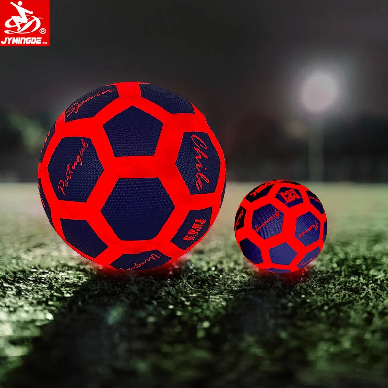 Luminous glow in the dark two high bright LED lights rubber LED custom soccer ball