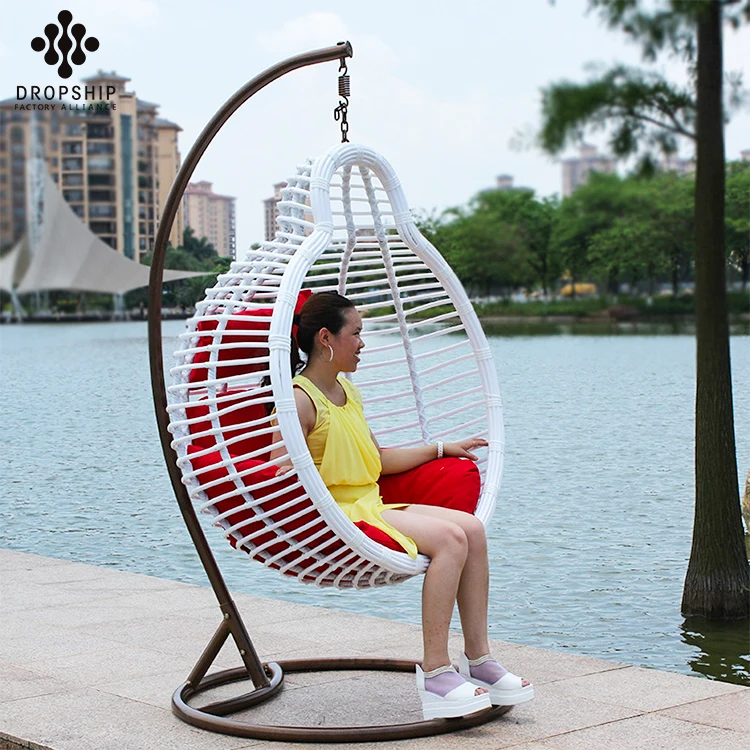 DS-ES0005 2022 factory goos quality indoor garden outdoor wicker rattan double seat hanging egg swing+chair patio swings