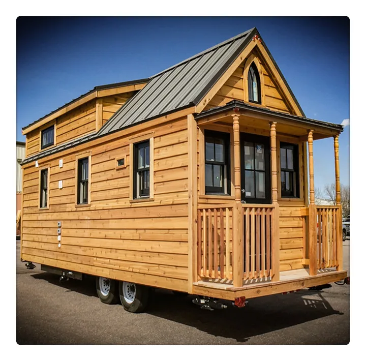 prefabricated module house on wheels tiny cabin wooden mobile cabin shipping container house 1 bedroom home