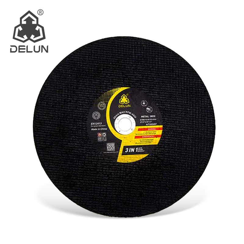 Делун Лидер продаж экономически эффективным 14 дюймов 355 мм черный цвет слоновой кости ультра-тонкая абразивная сталь алюминиевый режущий диск для металла и нержавеющей стали