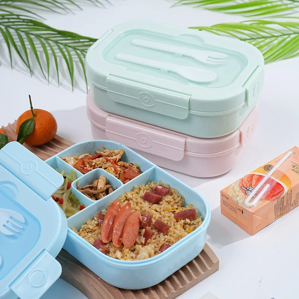 Food Container Sealed Bento Snack Boxes 4 Compartment Bento Box For Kids