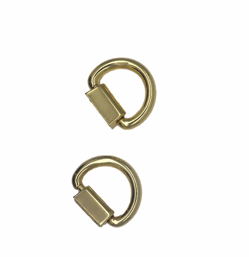 High end bag strap d ring strap buckle with screws metal bag part accessories decorative buckle for handbags