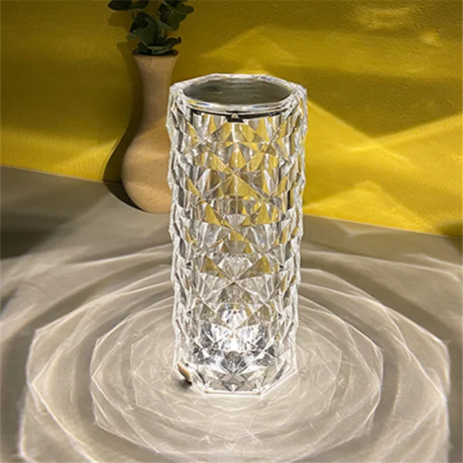 Светодиодный ночник розового цвета 2022, прикроватный светильник с сенсорным управлением и питанием от usb, современная настольная лампа с кристаллами