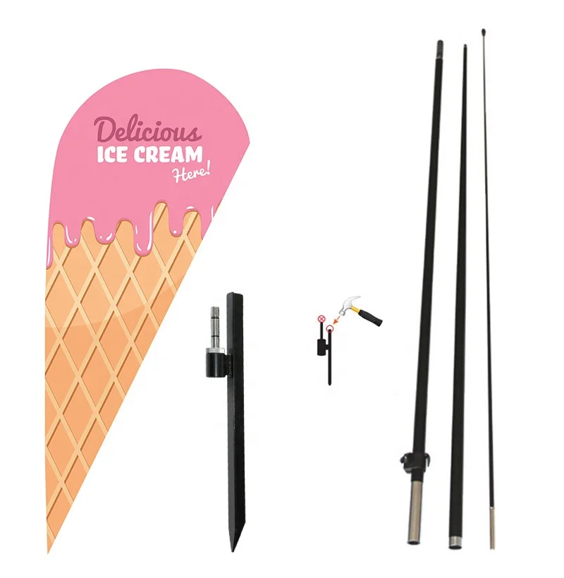 Outdoor Advertising  Feather Flag Pole Ground Spike Football Event Beach Flag Sign