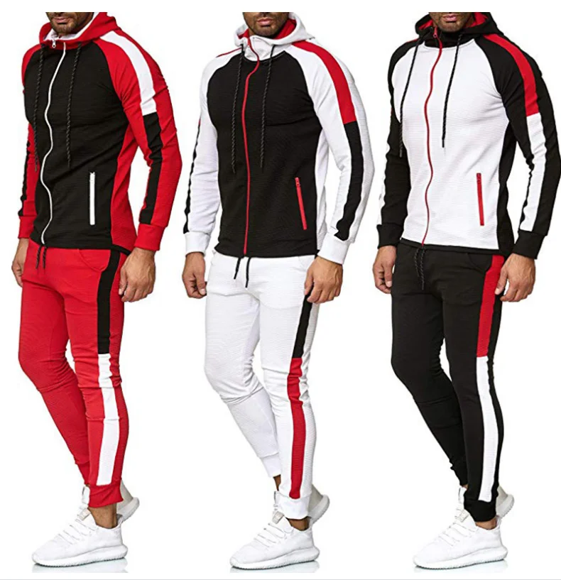 Summer Mens Slim Fit Jogging Custom Logo Plain Suit Tracksuit Men