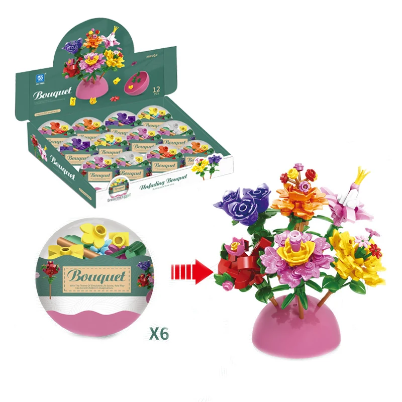 creative DIY brick garden plant toys flowers building block for ome DecorHot sale products