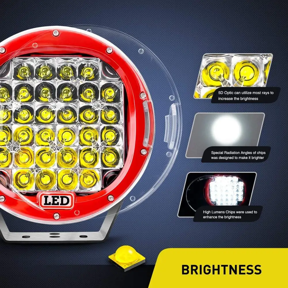 9 inch high power automotive Red round led spotlight offroad led driving light for off road driving 12V 24V