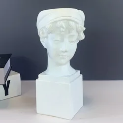Customized indoor abstract greek figure head statue, home decor resin art sculpture creative flowers pots pen holder crafts