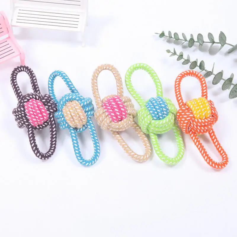 Factory Wholesale Multicolor Cotton Rope Braided Bite-Resistant Cleaning  Dog Toy Pet Toy Ball dog toys for aggressive chewers