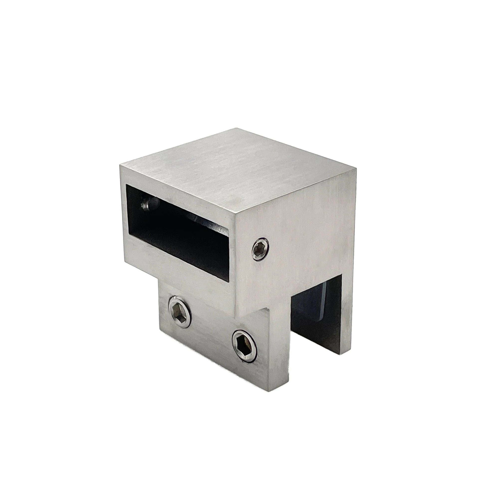 Shower Door Hardware Fitting Satin 90 Degree Glass Connector Glass To Square Tube Hanging Bathroom Glass Clamp Connector