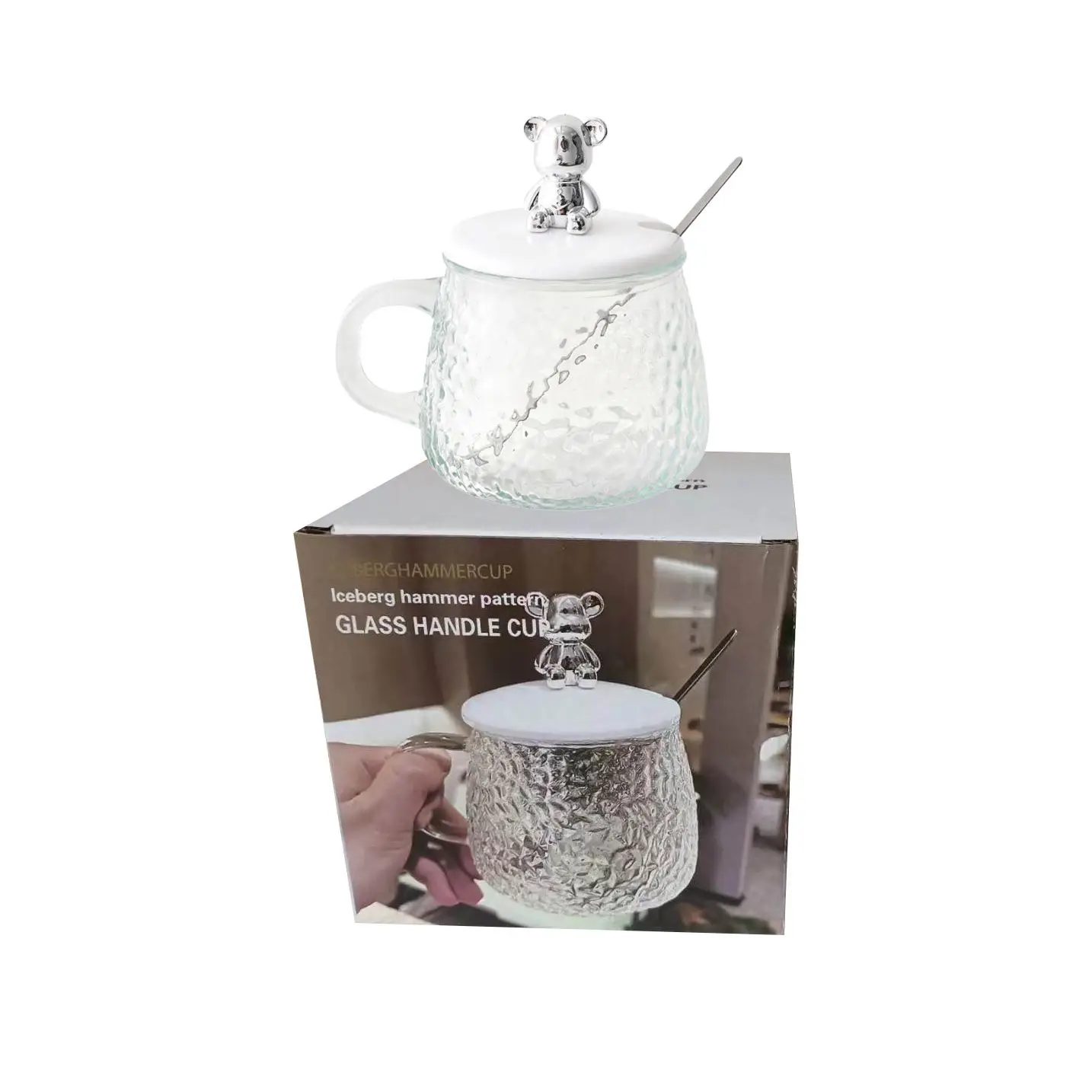 Wholesale Hhot Selling 400Ml High Quality Bear Shaped Coffee Tumbler Bear Hammer Pattern Cup With Lid And Spoon