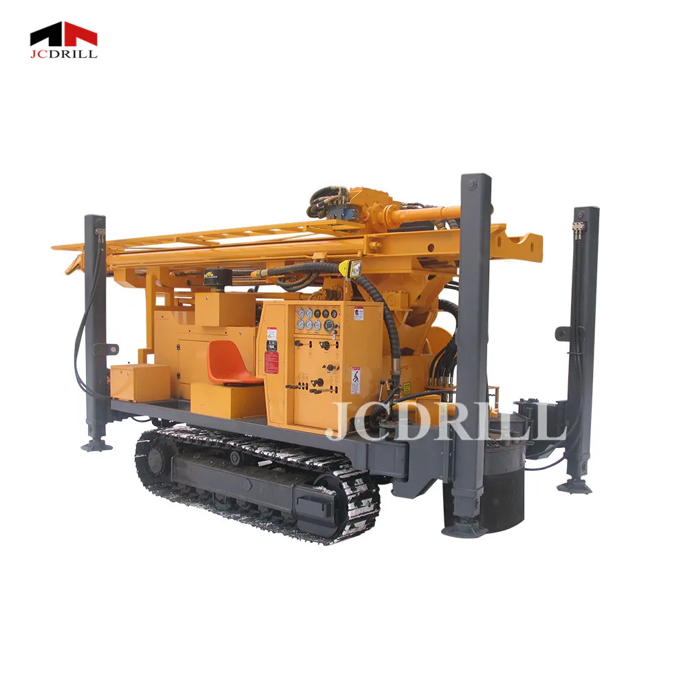 300m Depth Hydraulic Track Mounted DTH Water Well Drill Rig With Mud Sucking Pump