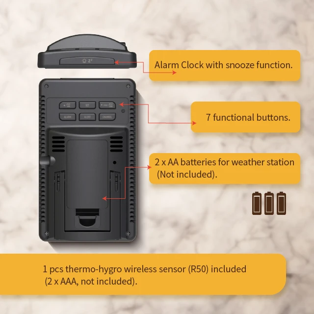 Hot Sale Clock Calculator Analog-digital Clocks For Calendars Weather Forecast Station With In/Outdoor Temperature & Humidity