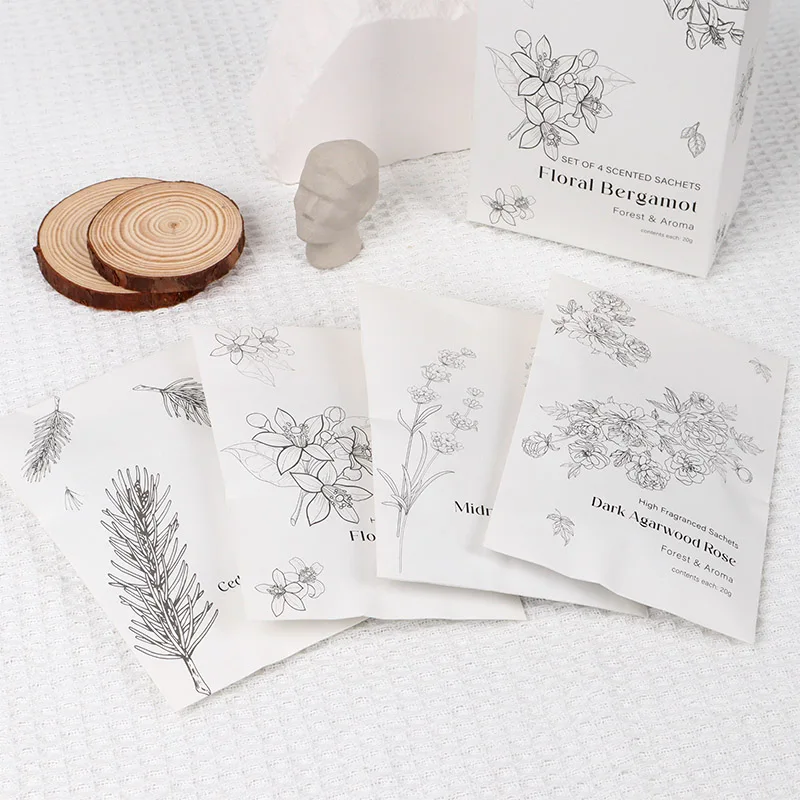 Wholesale Eco-friendly Indoor Scented Drawer Sachets Hanging Closet Scents 4 piece pack
