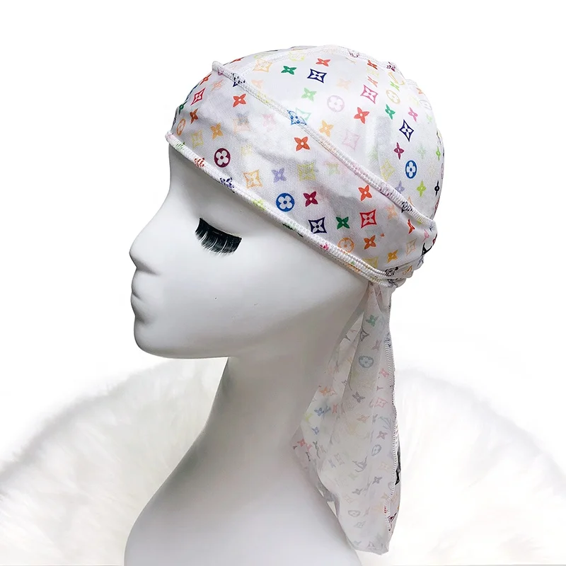 
Wholesale Vendor Luxury Silk Women Designer Durag Custom Logo Man Du Rags Silky Durags For Men 