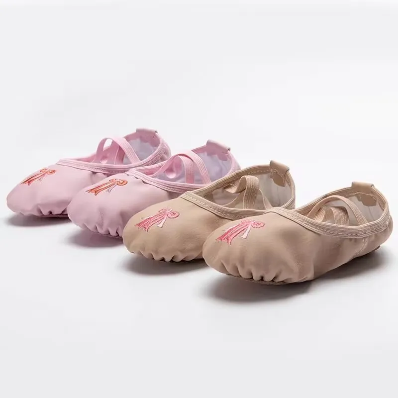 Best quality new fashionable ballroom standard pink kids girls canvas ballet dance shoes