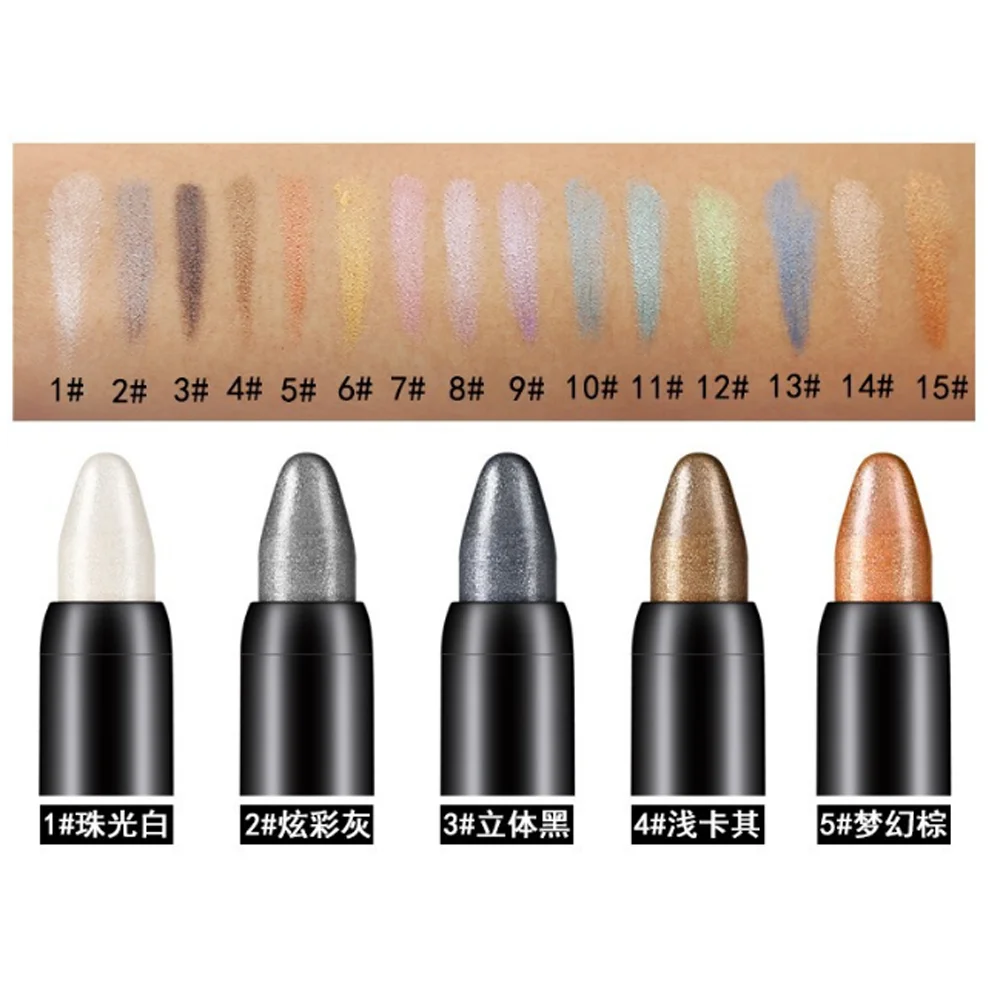 15 Color Highlighter Eyeshadow Pencil Waterproof Glitter Matte Nude Eye Shadow Makeup Pigment Cosmetics White Eyeliner Pen