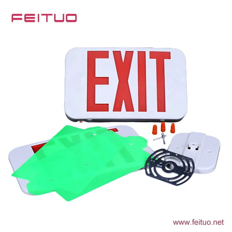 FEITUO Switchable Red & Green LED Exit Sign Global Supply for Emergency Lighting Model EZCXTEU2BCWEM