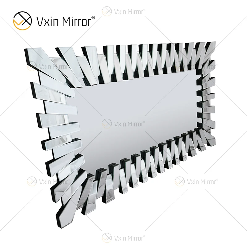 Starburst Большой полной длины Серебряные стильные 3D прямоугольный Современная гостиная спальня настенное зеркало WXM-1041