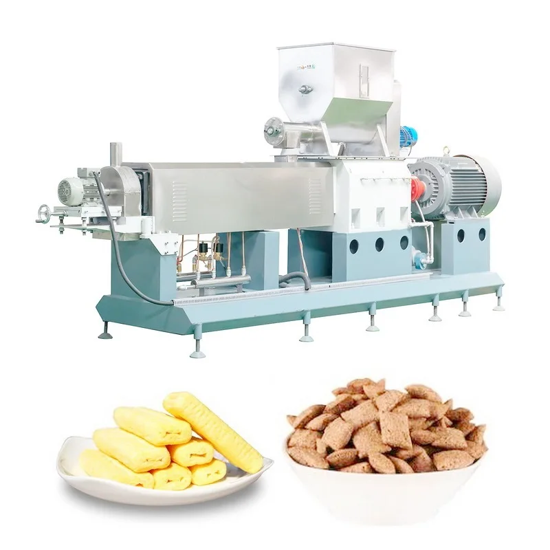 Double-screw extruded filling chips snack food production line ligne de production extrusion equipment and drying machinery