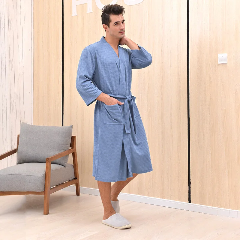 Luxury Designer Kimono Custom Bathrobe For Men Cotton Hotel Spa Bathrobes Waffle Robe