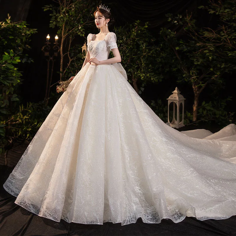 2022 Floral Print Round, Allurebridals Wedding Dress Embroidery Bridal Gowns Robe Mariage Wedding Dresses For Women Bridal