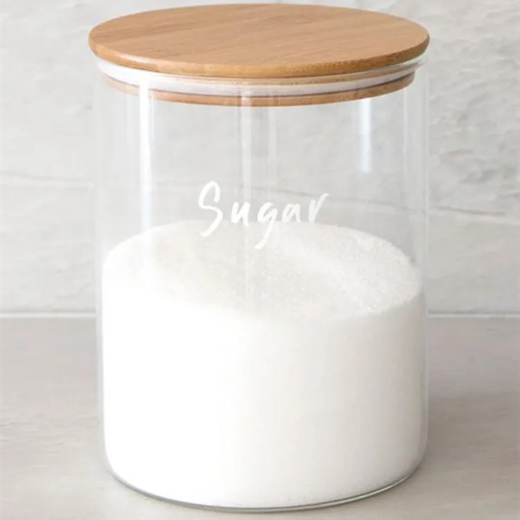 420ml 660ml 730ml glass storage jar container with bamboo wood lid for storage