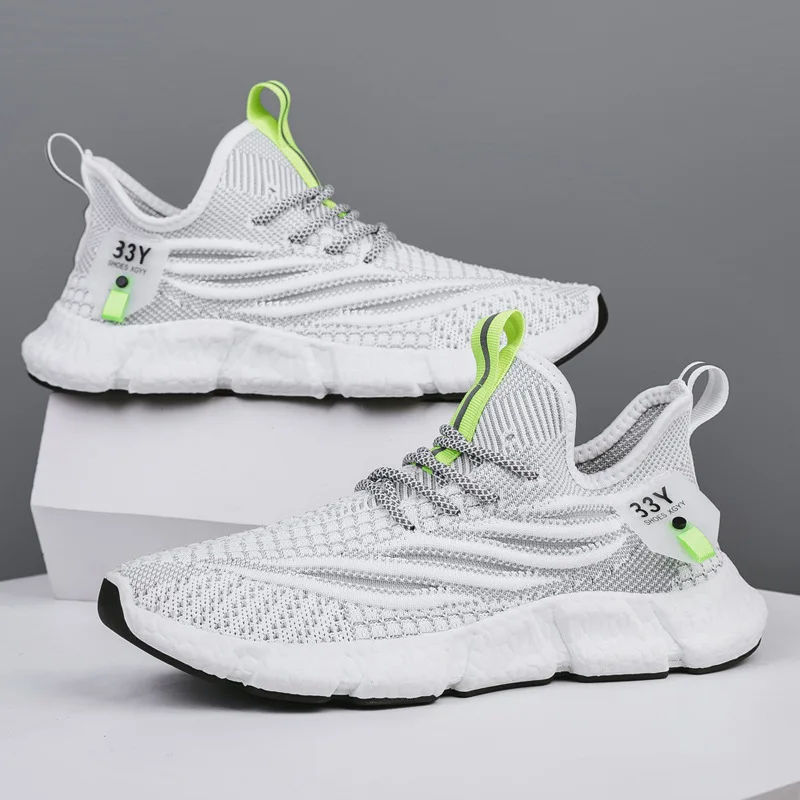 Footwear manufacturer wholesale athletic custom cheap sneakers flying mesh casual sock running walking men fashion sport shoes