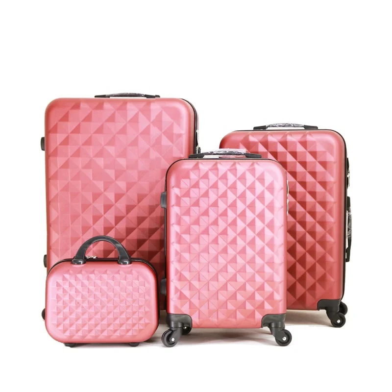 Double Wheels  4 Pieces ABS Trolley Luggage Suitcase Bag Set With Diamond Outlooks