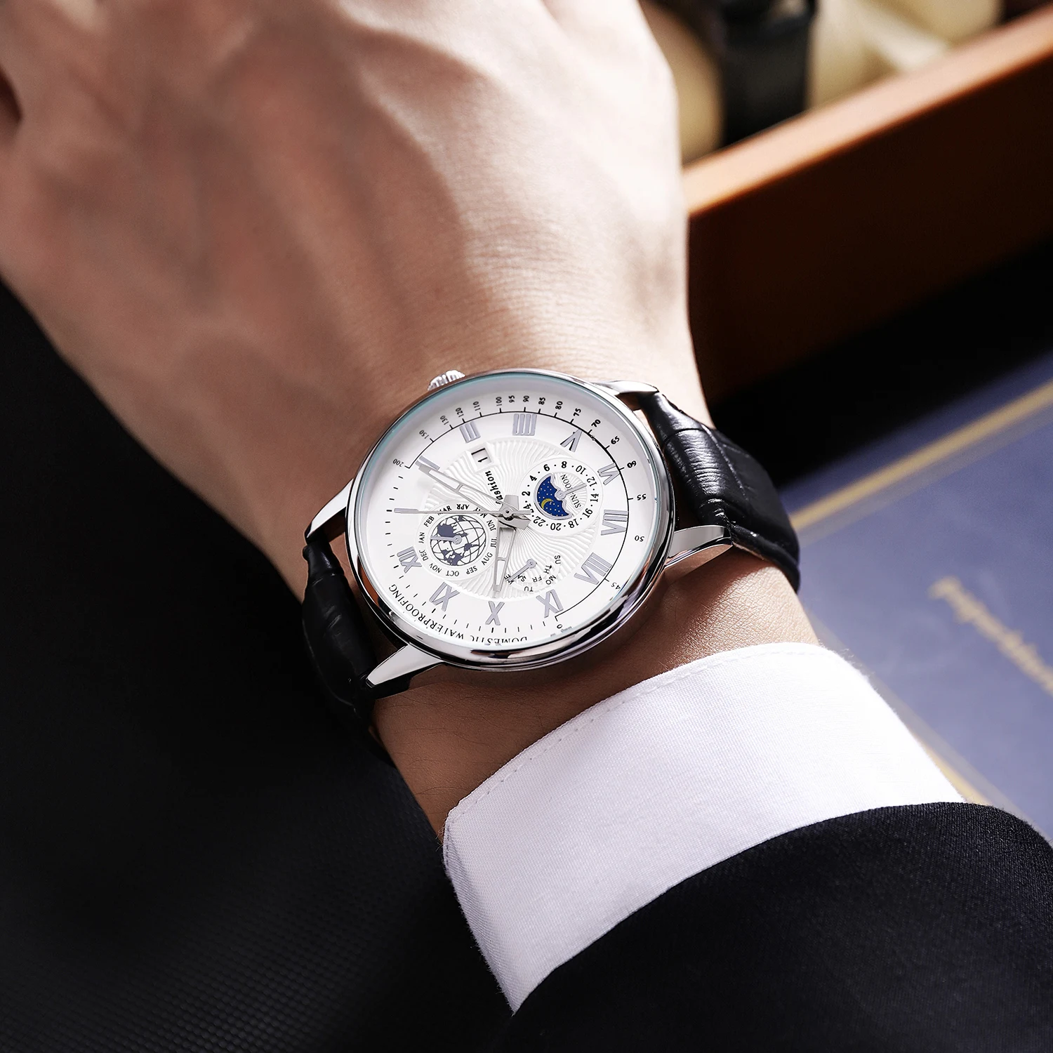 Business Belt  Men  Watch  logo Waterproof Watches for men Luxury Waterproof men watch Luminous Date Clock