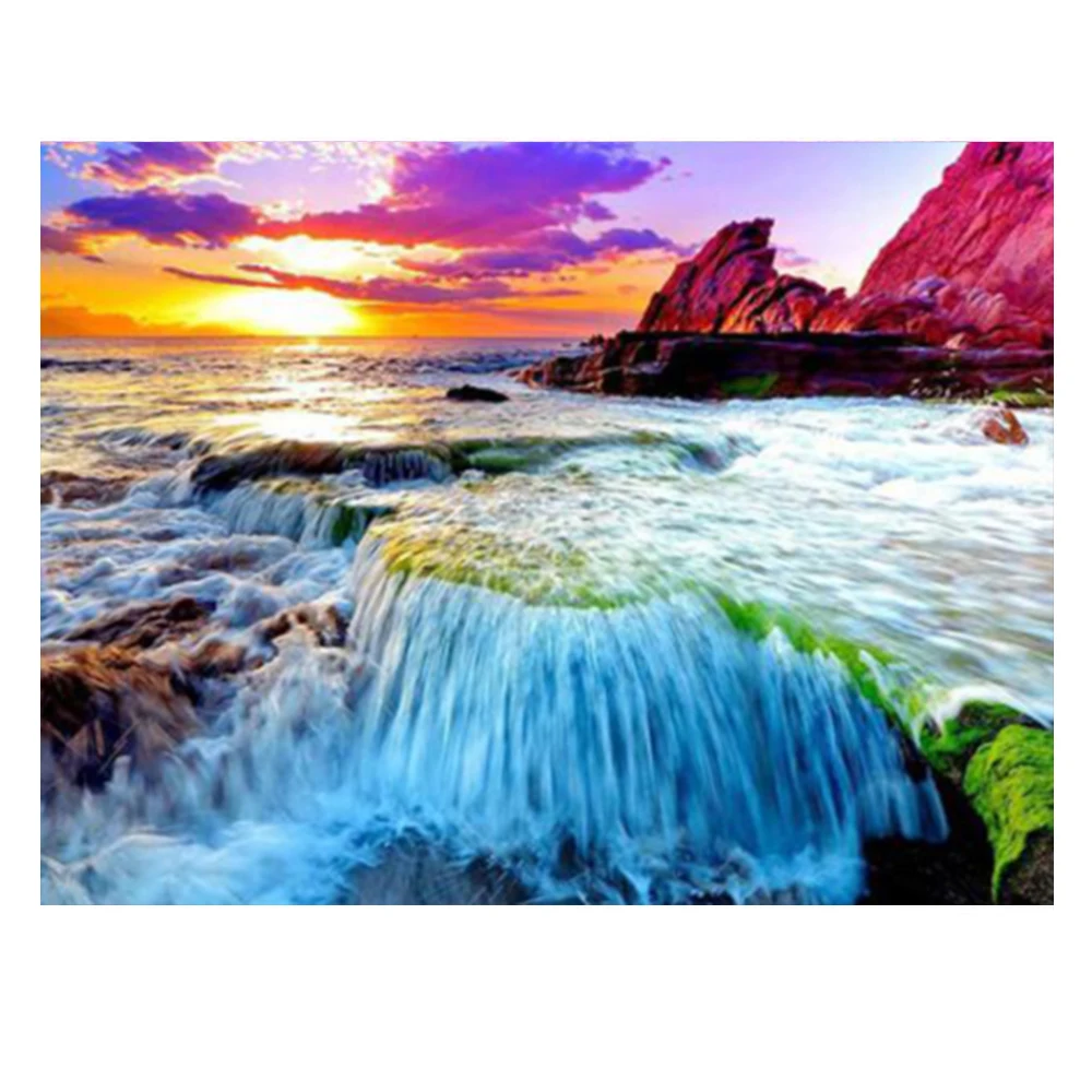 Waterfall Scenery The Falls High Quality Canvas Diy Full Drill Shaped Wall Art Decor 5d Diy Diamond Painting 5d Diy