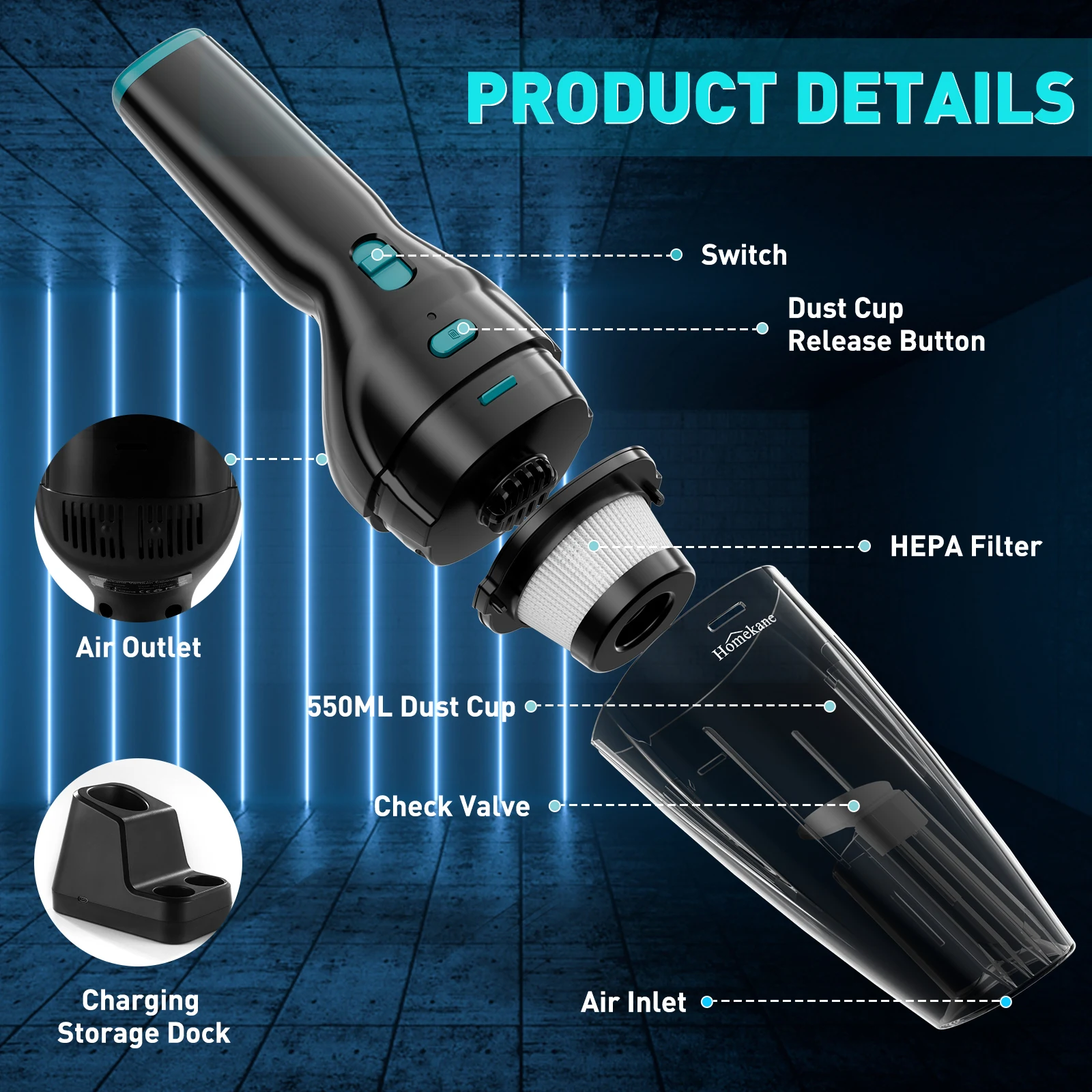 Mini Portable 12v Car Vacuum Cleaner Cordless Portable Wireless Car Vacuum Cleaner Rechargeable