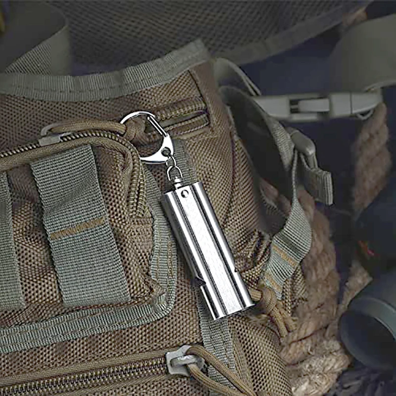 Fishing Training Rescue Stainless Waterproof Emergency Survival Double Tube 120DB Whistle with Lanyard Keychain
