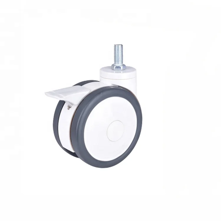 Furniture Wheels 4PCS 3/4/5 In Furniture Trolley Rack PU Caster Wheel Silent Fixed Brake Casters