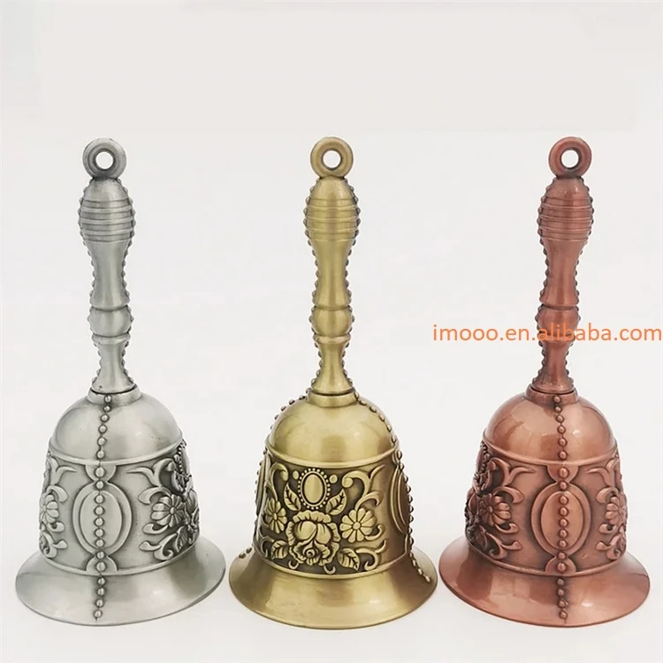 Factory Price Retro Hand-Cranked Bell Copper Alloy Serving School Class Large Metal Pendant Craft Church Bar Hotel Hand Bell