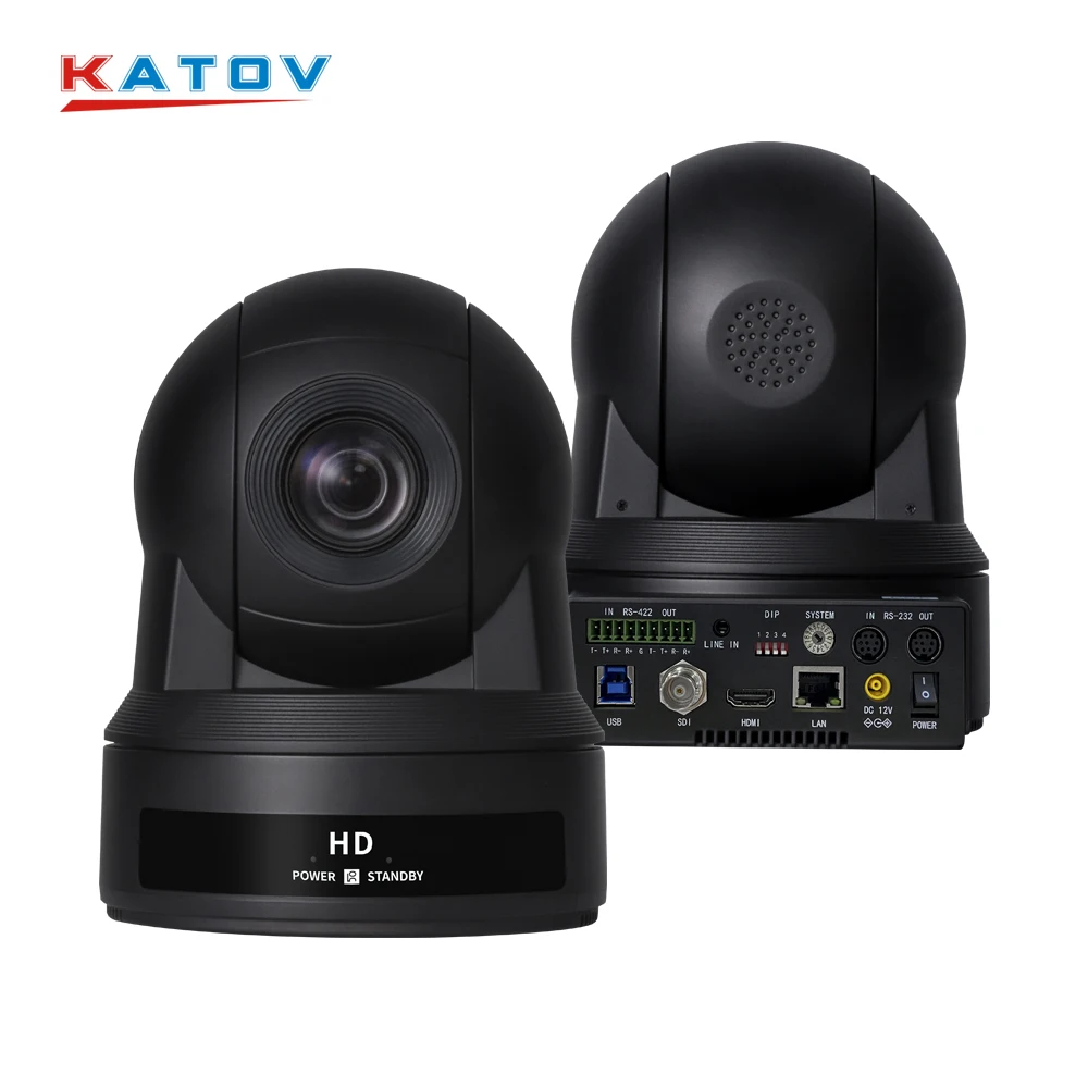KATO VISION black dome ptz camera with 355 degree rotating 3G-SDI IP HD MI output for broadcasting